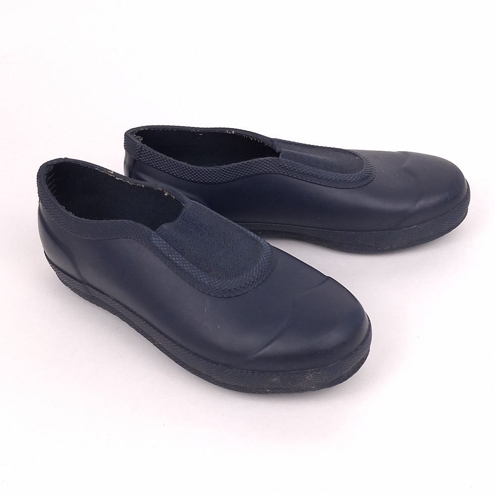 Hunter kids Plimsoll slip on rain shoes waterproof rubber outdoor navy blue